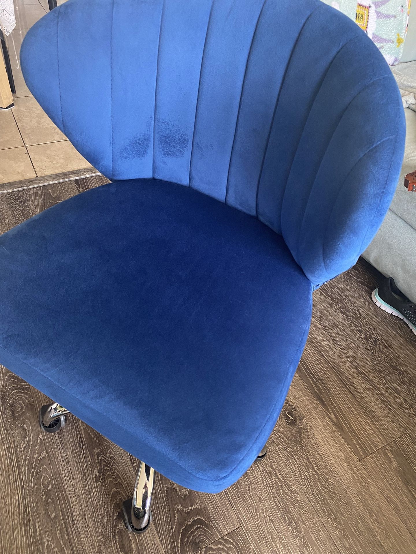 Small Desk Chair In Beautiful Blue Velvet