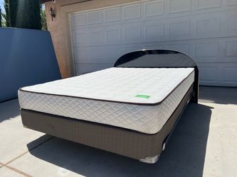 Queen Bed W/ Mattress & Matching Nightstand!