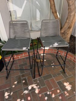 Armen Living Shasta Outdoor Patio Metal and Gray Rope Stackable 30” Barstool