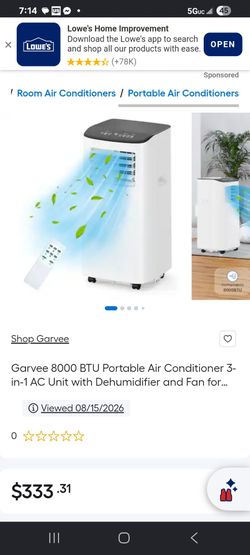 Garvee  8 ,000  BTU Portable Air Conditioner  / Brand New in the Box never been used.