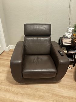 Dark Brown Leather Chairs  (x2)