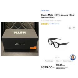 Oakley Meta - HSTN glasses - Clear Lenses - Black (BRAND NEW/SEALED with 1 year manufacturer warranty).