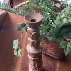 Hand Carved Wooden Figurine / Candle Holder