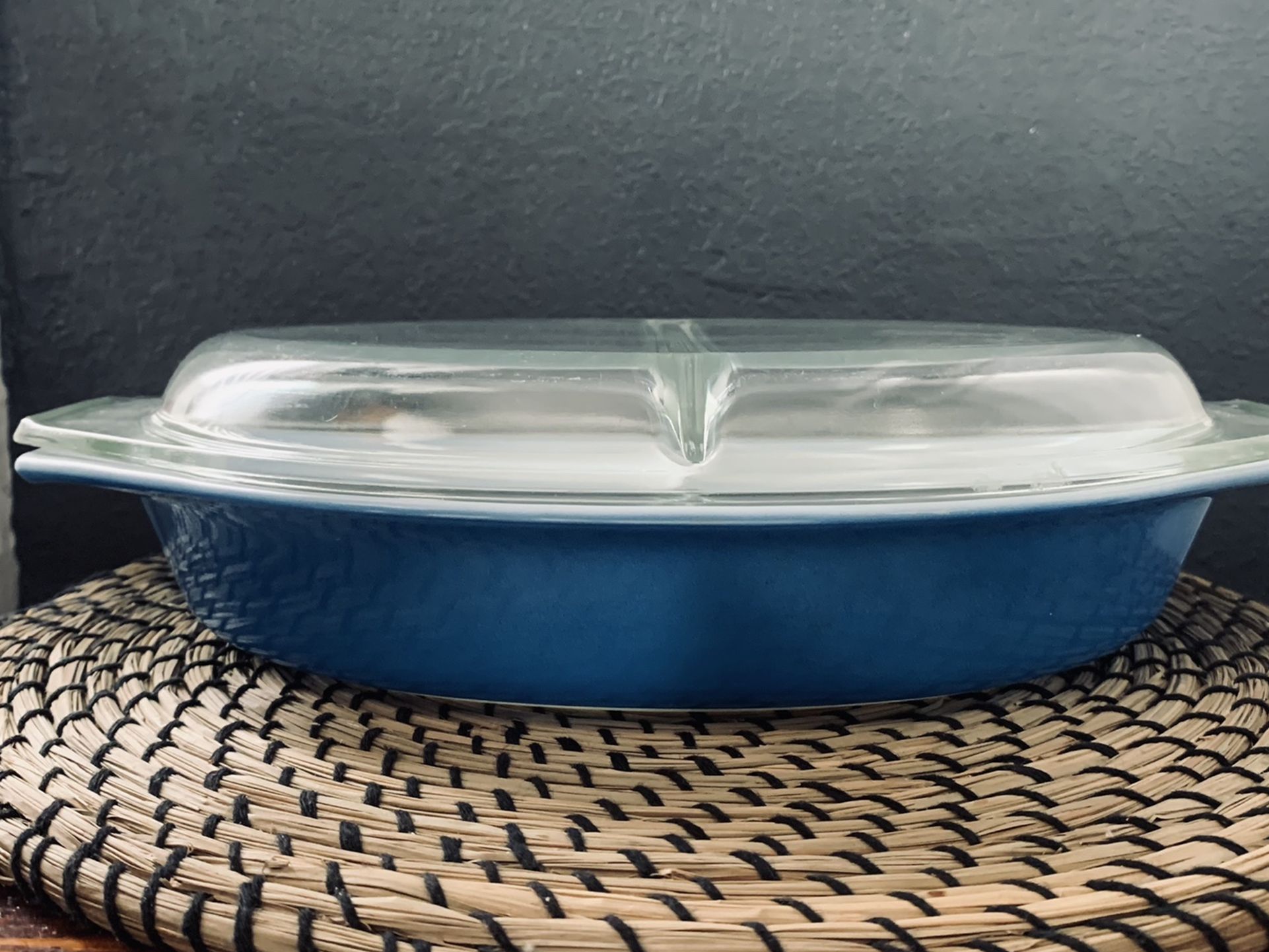 Vintage Pyrex Royal Blue Divided Dish