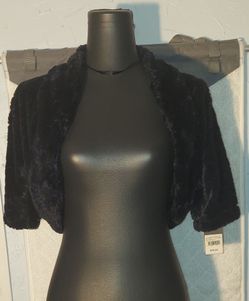Donna Ricco New York Black Faux Fur Cropped Jacket Size: Small NWT