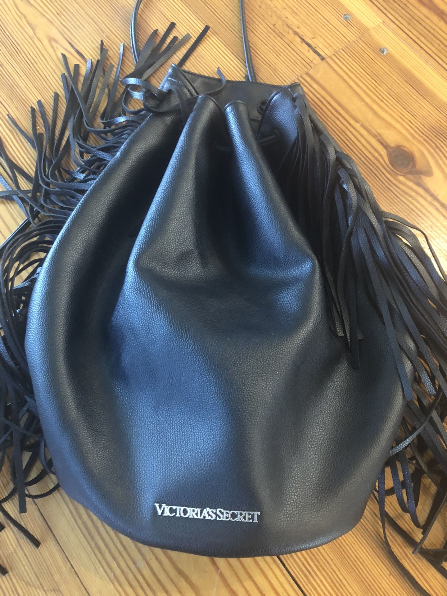 Victoria’s Secret backpack purse black with fringe