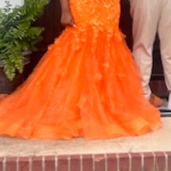Orange Mermaid Prom Dress