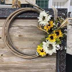 Sunflower Floral Lasso Wreath