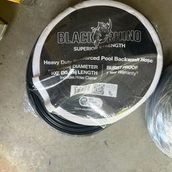 100’ Long 1 1/2” Super Heavy Duty Pool Hose Black Rhino Brand