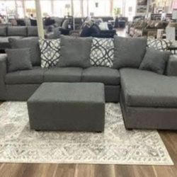 New Gray Or Black Sectional And Ottoman Sofa Couch 
