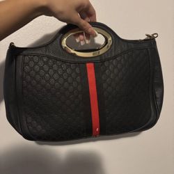 Black Handbag Crossbody with Gold Handle