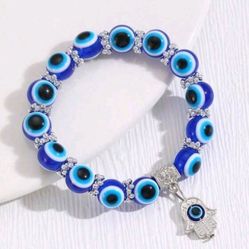 Evil Eye Hamsa Hand Pendant Elastic Beaded Bracelet Pulsera 