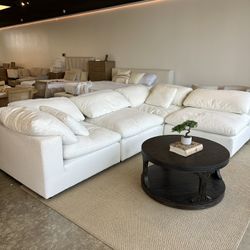 RH Style White Cloud Sofa Chaise Sectional With Performance Fabric — FREE Delivery