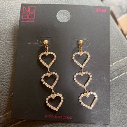 No Boundaries Triple Heart Drop Earrings