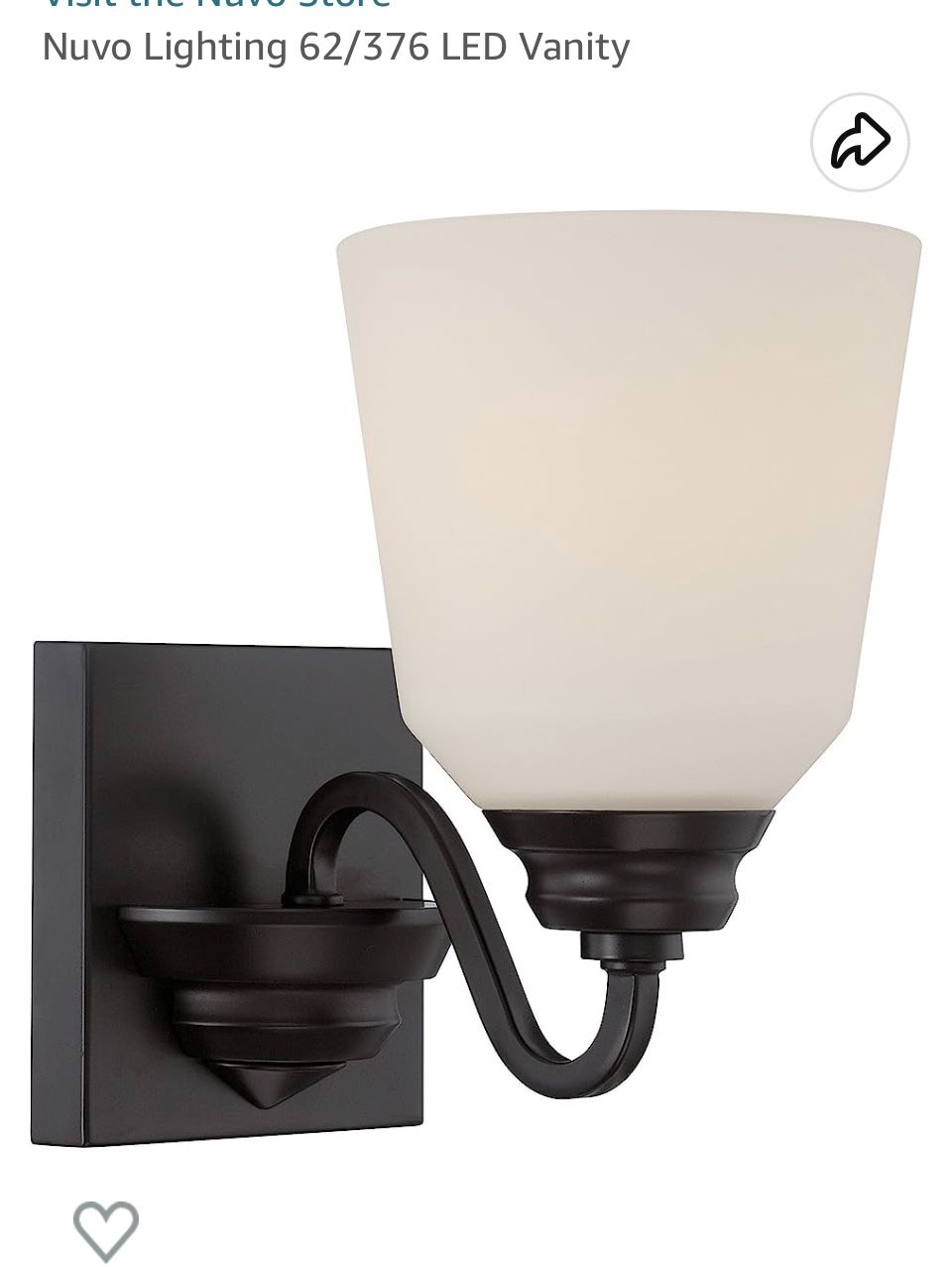 New In Box Wall Light Desk Vanity Lamp Vanity Mahogany Bronze Satin White Glass 