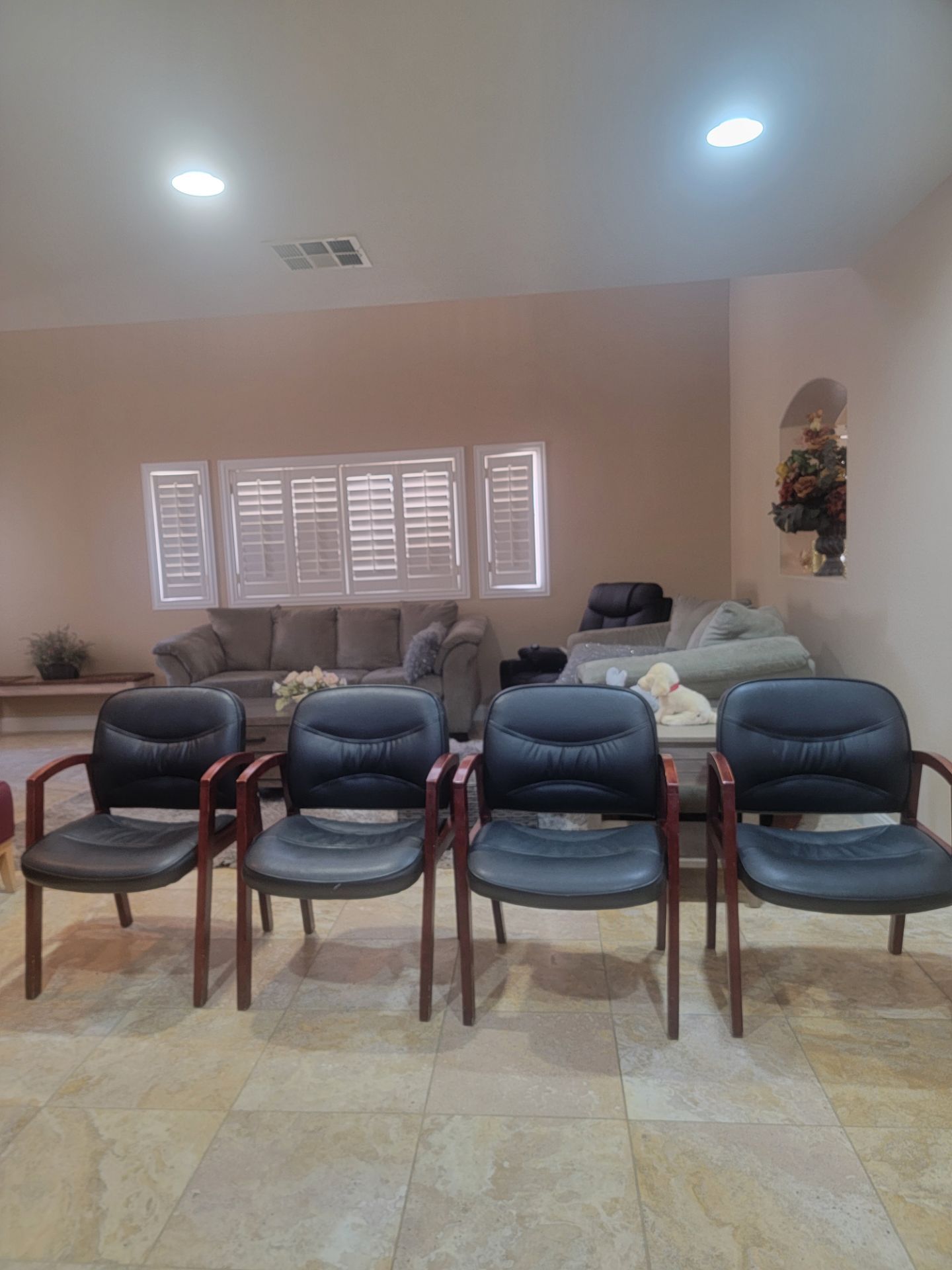 Excellent condition 4 black leather office chairs