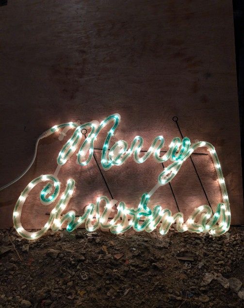 Merry Christmas Neon Lights Sign. 27x16 Hang It Or Attach The Metal Frame And Stick It In The Yard, Cute.