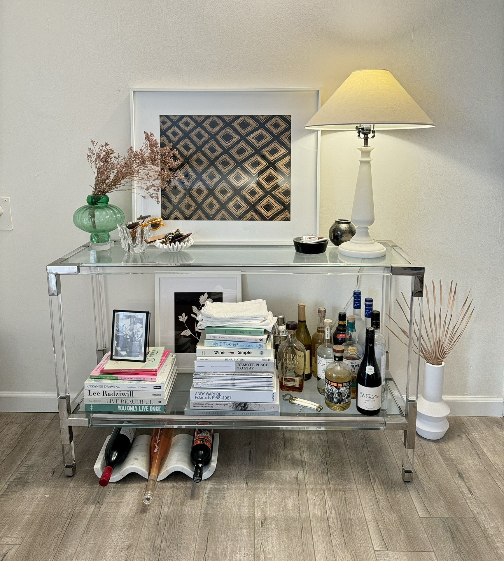 Console Table - Acrylic, Glass and Silver