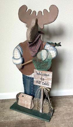 Decorative Wooden Moose Figure