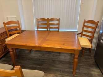 Dining room table with six chairs and China cabinet