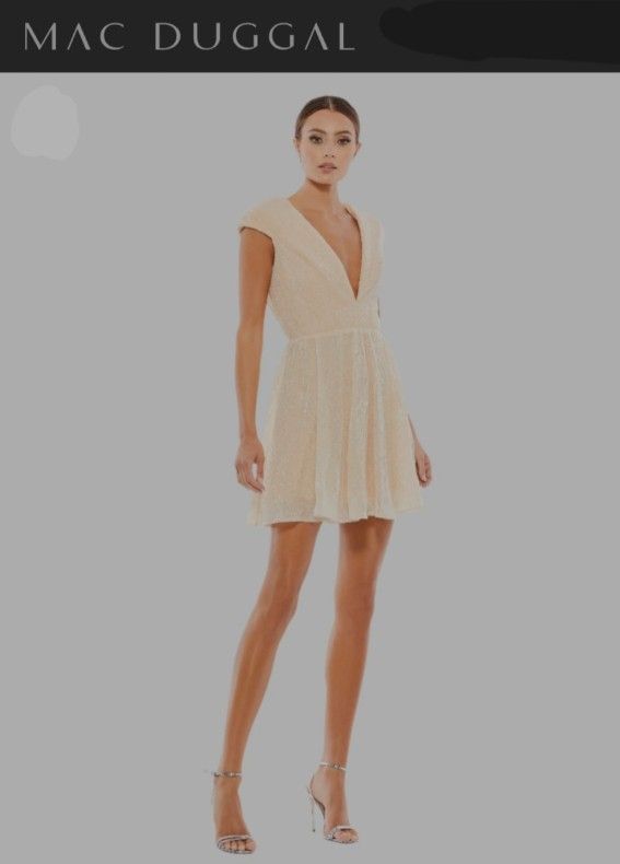 IEENA For Mc Duggal Sequined Cap Sleeve Fit & Flare Midi Dress Size 4 ( Brand New )