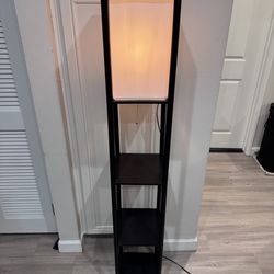 Black Floor Lamp w/ Shelves (62x10x10)