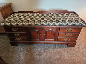 Vintage Lane Cedar Chest Cherry Wood Upholstered Top