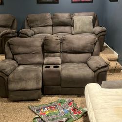 4 Piece Movie Theater Reclining Couch Set