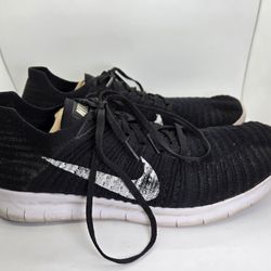 Nike Free RN Flyknit Shoes Mens 13 Black White Running Athletic Minimal Sneakers