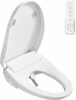 JOMOO Smart Bidet Toilet Seat Elongated, Electric Bidet with Heated Seat, Warm Air Dryer, Adjustable Water Temperature & Pressure, Self-Cleaning Nozzl