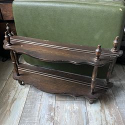 Vintage 2 Tier Wide Wooden Wall Shelf 