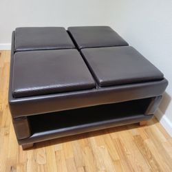 Large Ottoman With Flip Trays On Wheels 