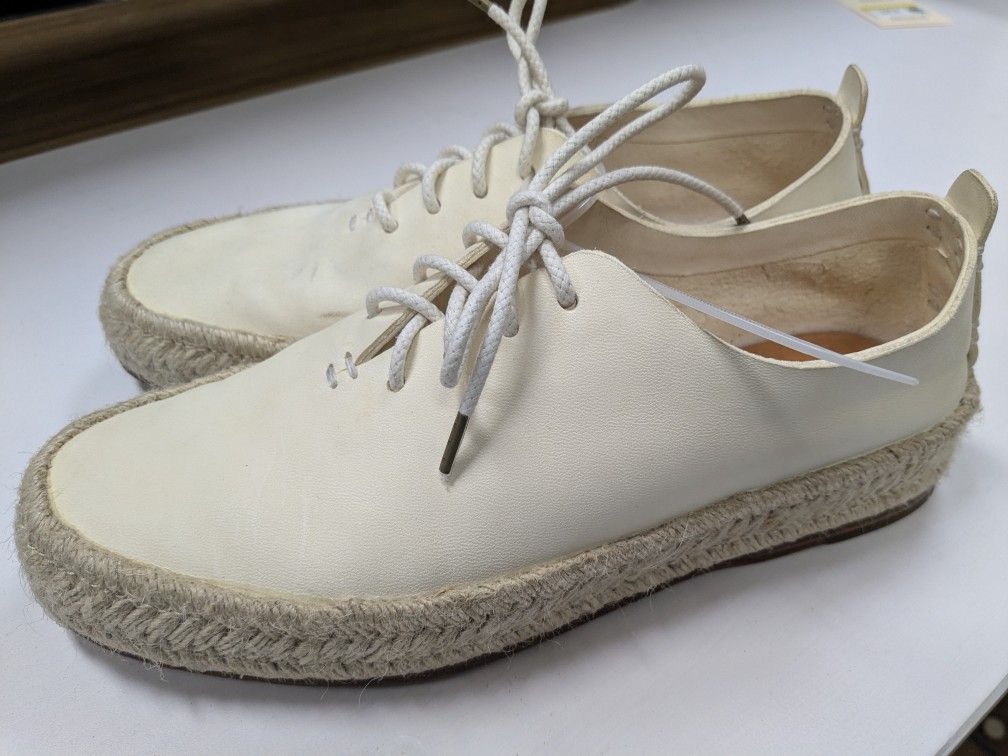 Feit Espadrille Hand Sewn Court Semi Cordovan Sneakers Sz 38 Ivory