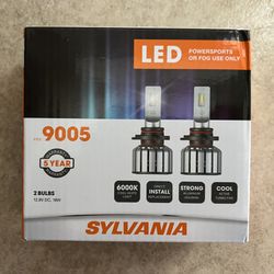 Sylvania 9005: LED Powersports Headlight or Fog Bulb, 6000K Cool White Light, 2 Pack
