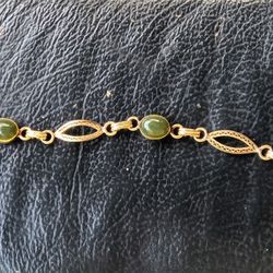 Vintage 12k Gold Filled Jade Bracelet 