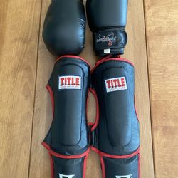 Youth Kickboxing/karate shin guards & gloves 