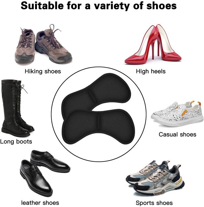 Brand New In Box 4 Pairs Heel Pads Heel Grips Heel Cushions Inserts for Loose Shoes, Improved Shoe Fit and Comfort, Heel Pain Relief Bunion Callus Bli