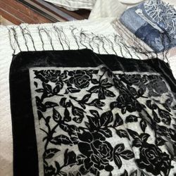 Black Satin Color Elegant Scarf