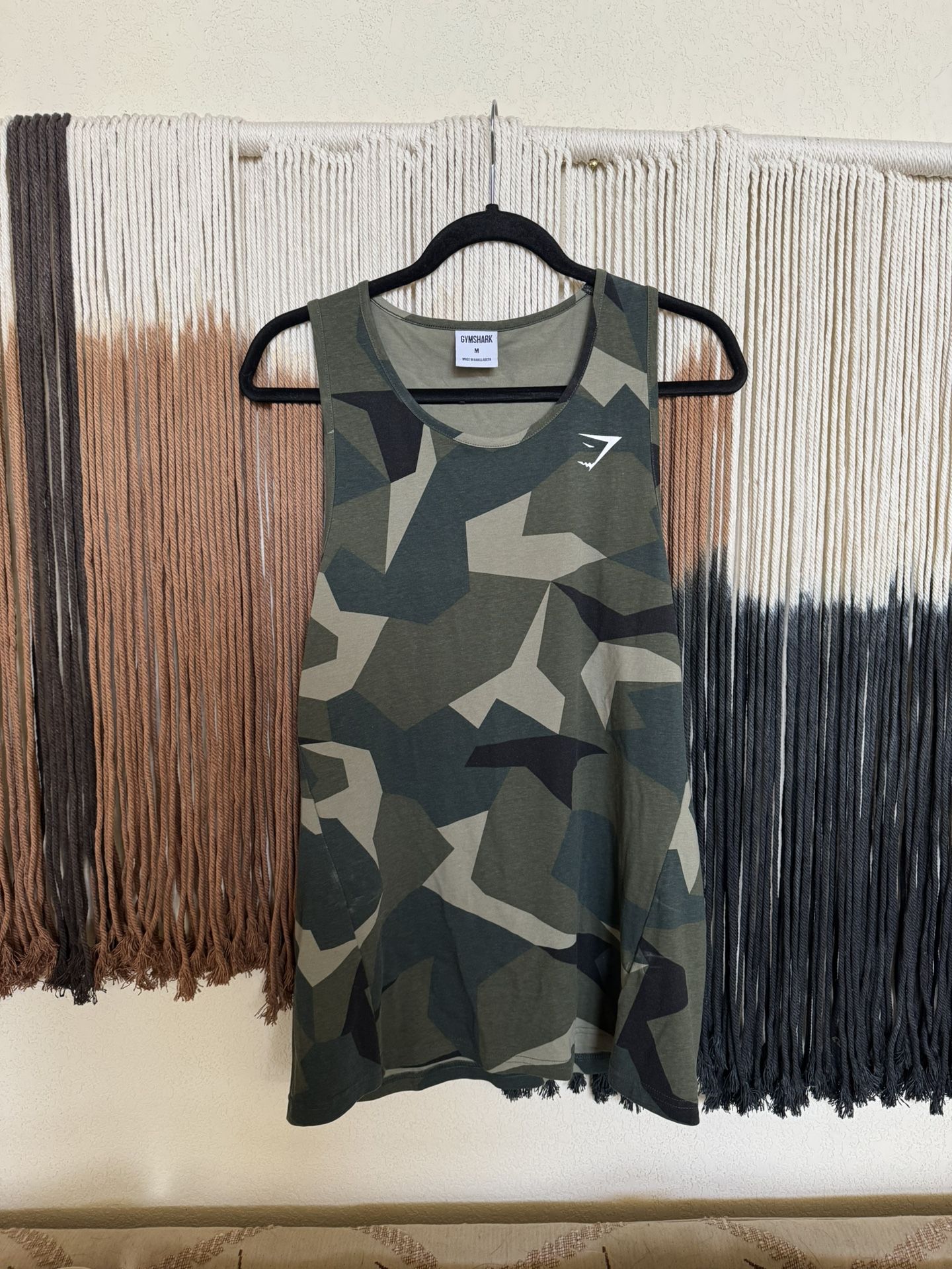 Green camo Gymshark tank top; perfect condition
