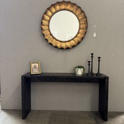 CB2 Niche 54″ Black Burl Wood Console Table by VUUE