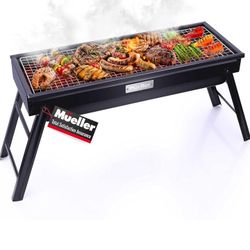 Portable Charcoal Grill and Smoker, Go-Anywhere Compact Foldable Grill for Travel, Outdoor Cooking and BBQ, Camping Grill Picnic Patio Backyard, 23-In