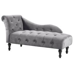 Naomi Grey Velvet Tufted Chaise Lounge