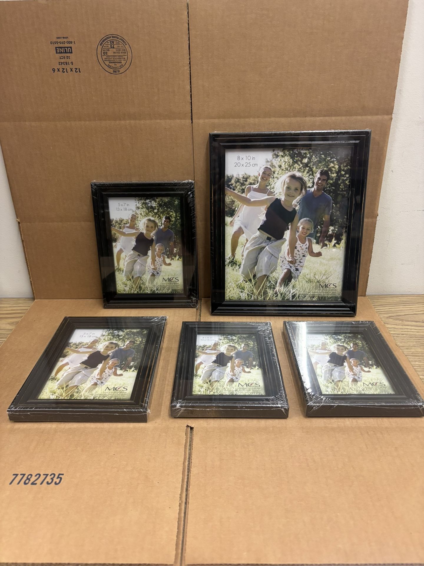 New 5-Pack Rustic Wood Picture Frame Set Distressed Black Finish