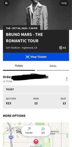 Bruno Mars Romantic Tour ticket