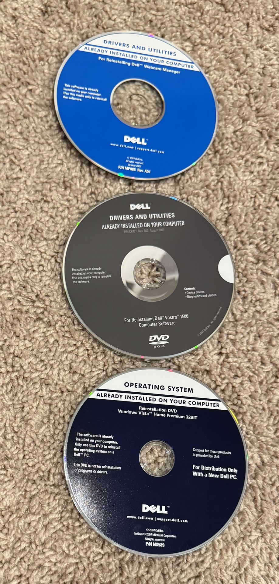 3 Dell Reinstallation & Operating System Discs – Vintage Windows Collection