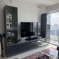 Modern TV Wall Unit Console with Display Cabinet
