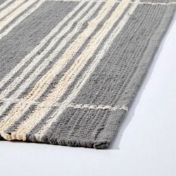 5'x7' Wool Blend Variegated Stripe Area Rug Dark Gray - Hearth & Hand with Magnolia