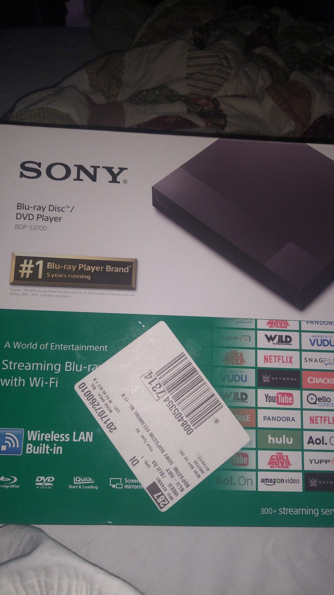 Sony blu ray dvd player bdps 3700