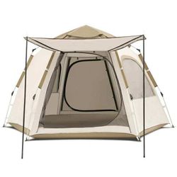 5-8Person Tent Beach Tent Backpacking Tent Camping Tent W ith Handbag 2 Extendable Canopies Mesh Doors And Mesh Windows Ventilated Sun Shelter For Out