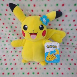 Nintendo Pokemon Pikachu 8" Blue Flower Aloha Plush NWT